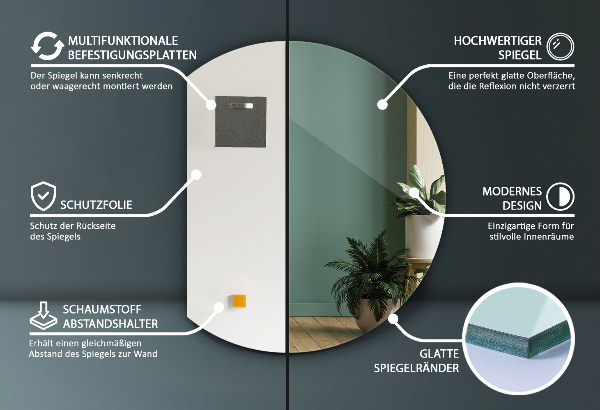 Espejo circulo cortado 63x70 cm