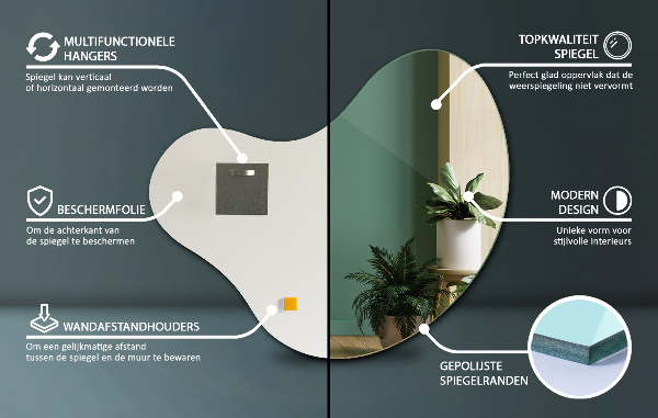 Espejo organico sin marco 77x77 cm