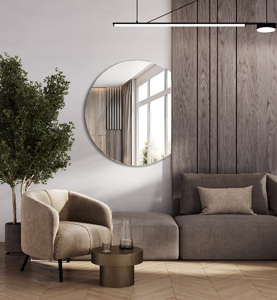 Espejo redondo con un lado cortado 84x100 cm