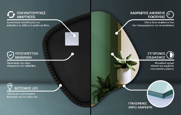 Espejo original con luz led 48x48 cm