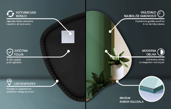 Espejo original con luz led 59x58 cm