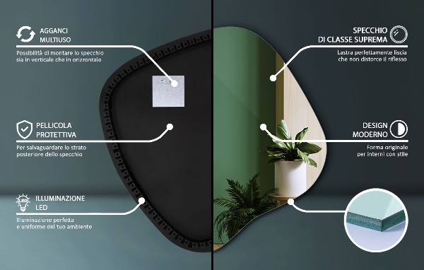 Espejo original con luz led 68x67 cm