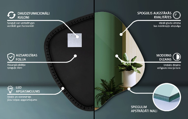 Espejo original con luz led 68x67 cm