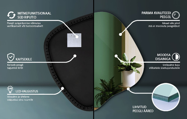 Espejo original con luz led 68x67 cm