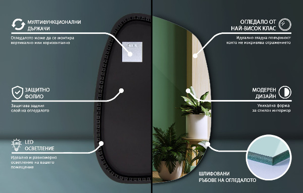 Espejo led con formas 49x34 cm