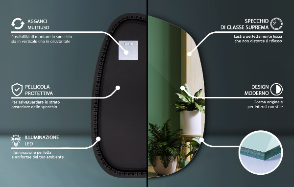 Espejo con forma original led 68x47 cm