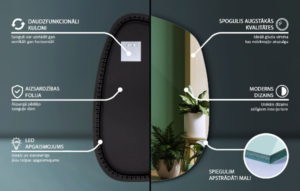 Espejo con forma original led 68x47 cm