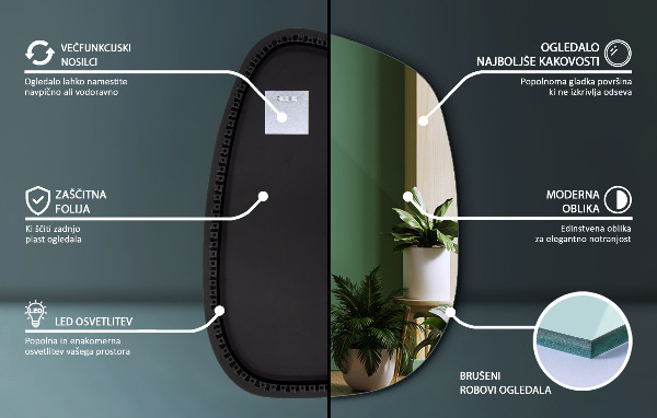 Espejo original con luz led 79x57 cm