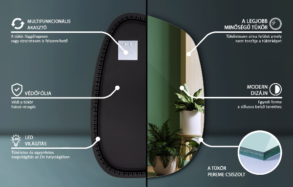 Espejo original con luz led 79x57 cm