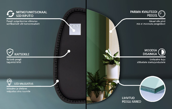 Espejo organico con luz led 91x66 cm