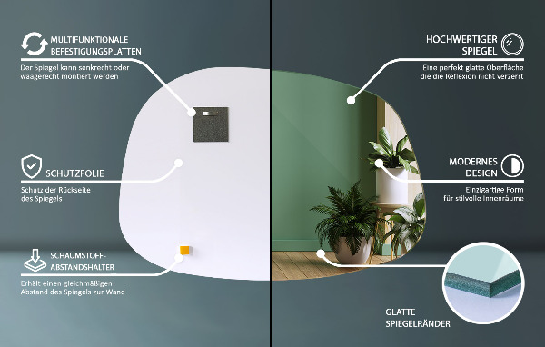 Espejo irregular en forma de mancha 55x38 cm