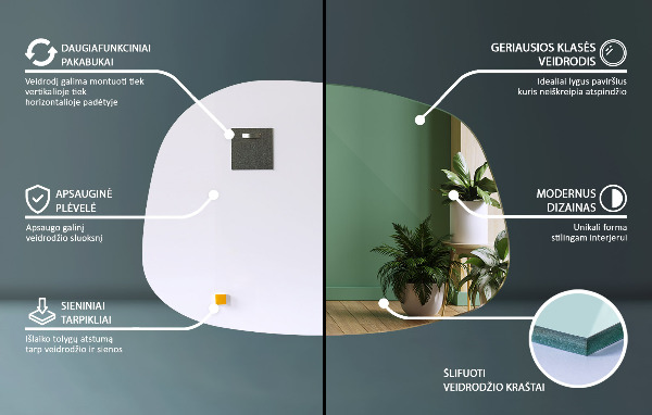 Espejo irregular en forma de mancha 79x57 cm