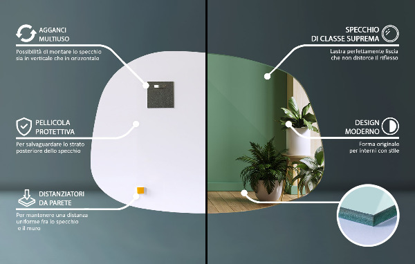 Espejo irregular en forma de mancha 91x66 cm