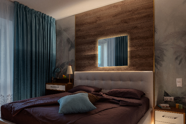 Espejo decorativo rectangular con LED 50x50 cm