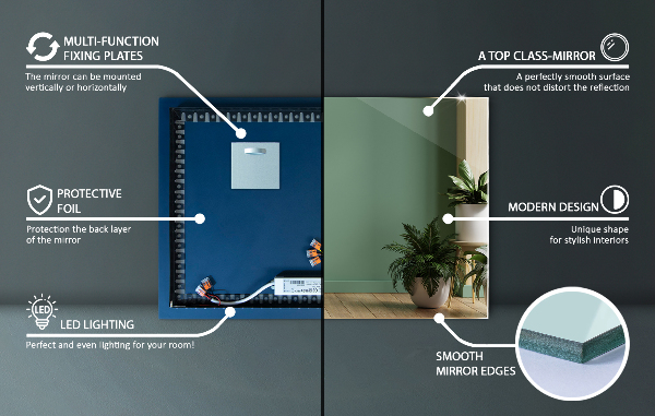 Espejo rectangular con luz 60x40 cm