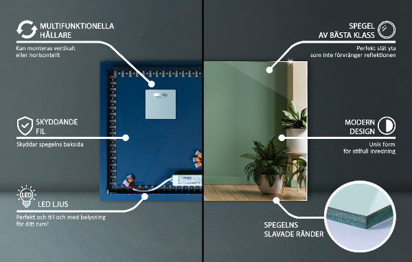 Espejo rectangular con LED 80x60 cm