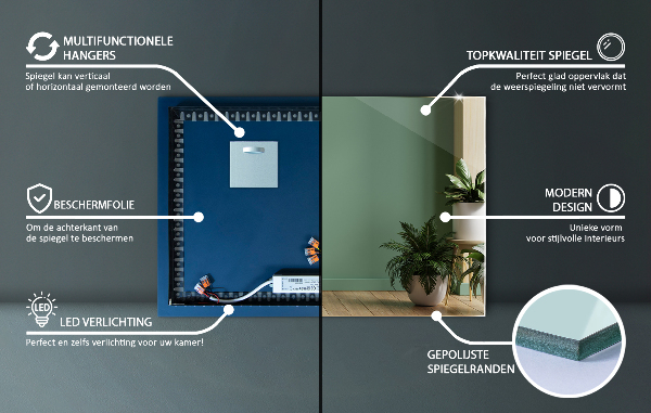 Espejo rectangular con LED 80x60 cm