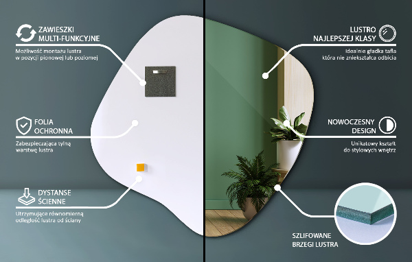 Espejo irregular en forma de mancha original 48x48 cm