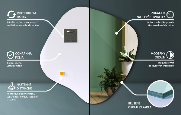 Espejo irregular en forma de mancha original 58x59 cm