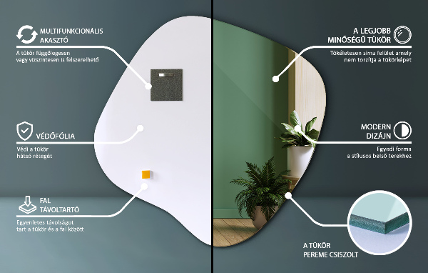 Espejo irregular en forma de mancha original 68x67 cm