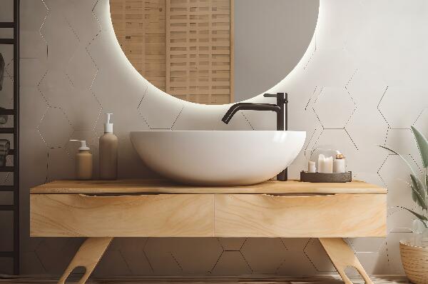 Espejo de medio círculo iluminado con led 45x90 cm