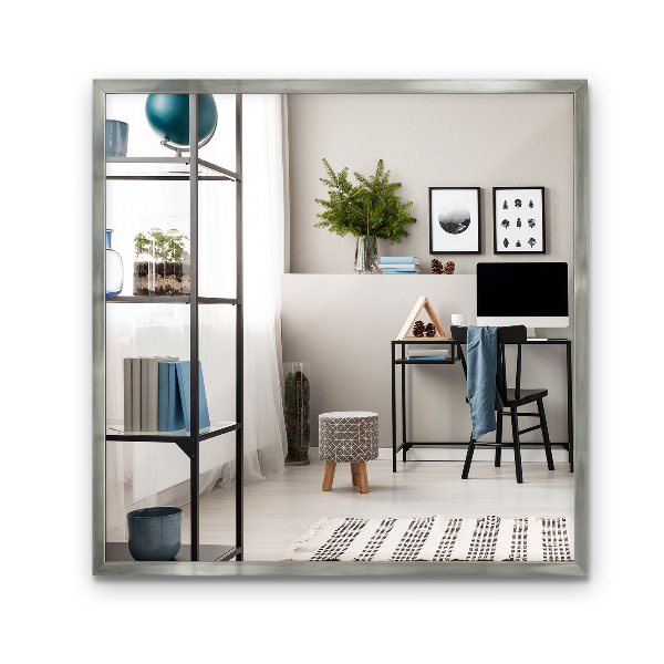 Espejo de pared cuadrado con marco plateado 50x50 cm