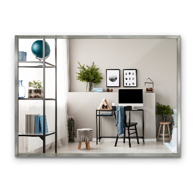 Espejo minimalista rectangular con marco plateado 70x50 cm