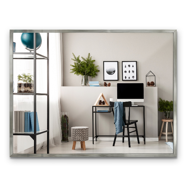 Espejo rectangular con marco plateado de 80x60 cm