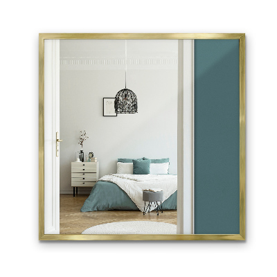 Espejo de pared cuadrado con marco dorado 50x50 cm