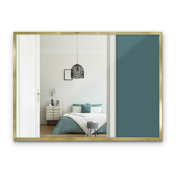 Espejo rectangular minimalista con marco dorado 70x50 cm