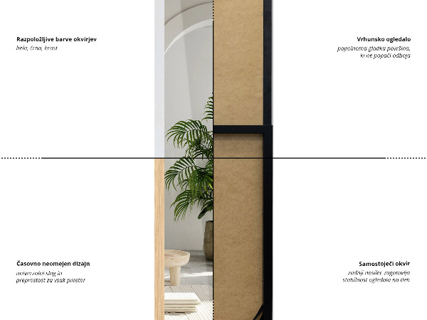 Espejo de pie blanco 36x156 cm