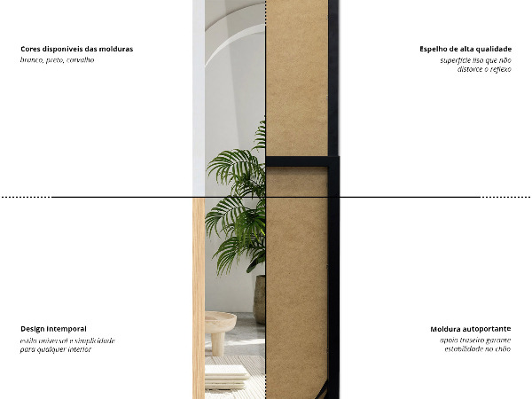 Espejo de pie blanco 36x156 cm