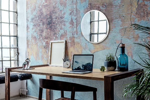 Espejo redondo de dormitorio blanco fi 50 cm