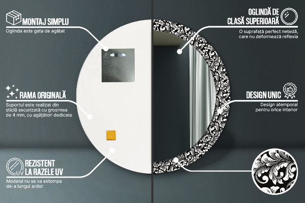 Espejo redondo con decoración Ornamento