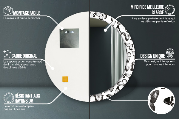 Espejo redondo con decoración Mariposa