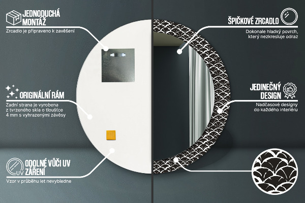 Espejo redondo impreso decorativo redondo Escamas orientales