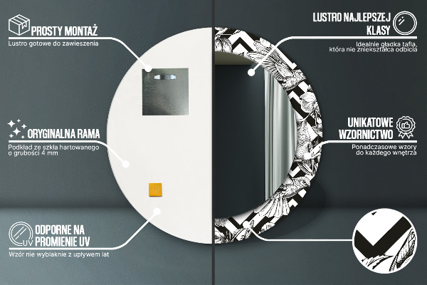 Espejo redondo impreso decorativo redondo Colibríes