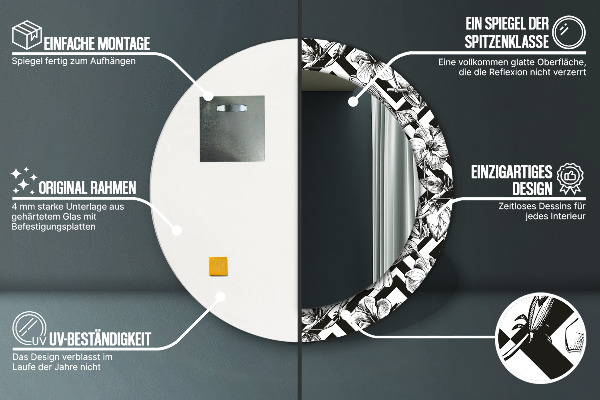 Espejo redondo impreso decorativo redondo Colibríes