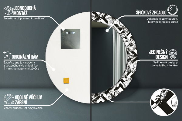 Espejo redondo impreso decorativo redondo Colibríes