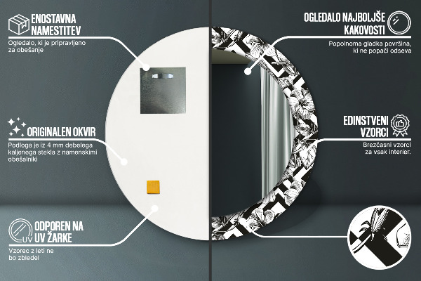 Espejo redondo impreso decorativo redondo Colibríes