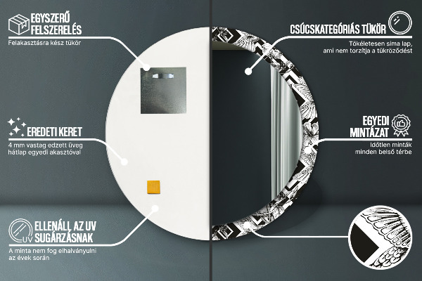 Espejo redondo impreso decorativo redondo Colibríes