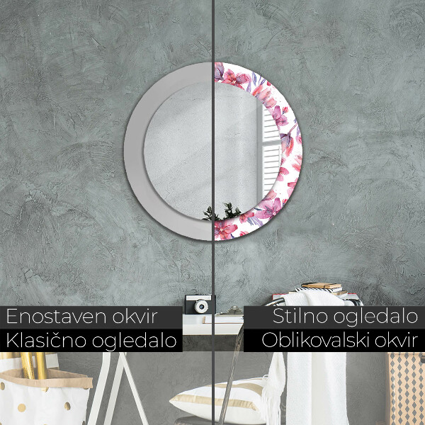 Espejo ścienne decorativo redondo Flores de acuarela