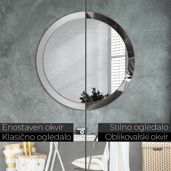 Espejo redondo impreso decorativo redondo Palmeras tropicales