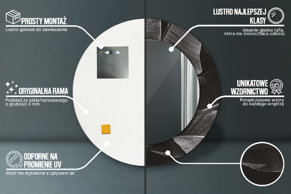 Espejo redondo impreso decorativo redondo Palmeras tropicales