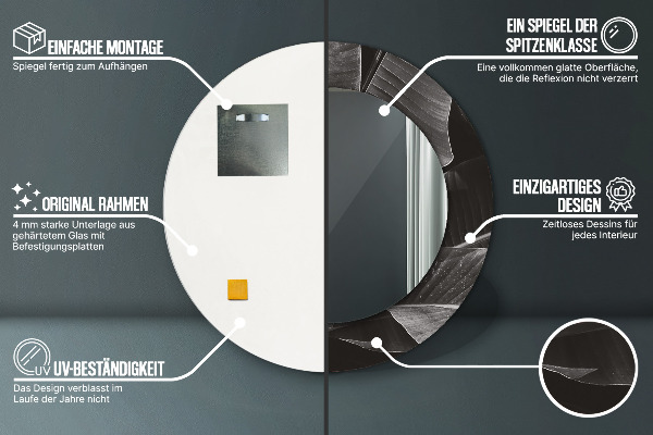 Espejo redondo impreso decorativo redondo Palmeras tropicales