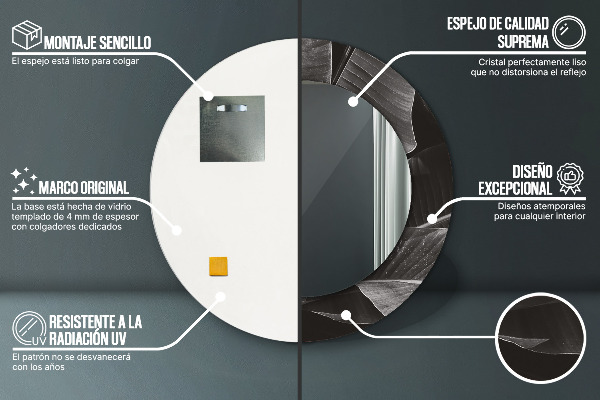 Espejo redondo impreso decorativo redondo Palmeras tropicales