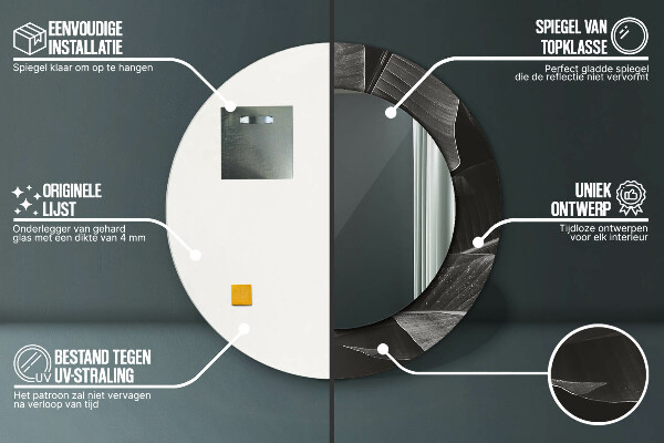 Espejo redondo impreso decorativo redondo Palmeras tropicales