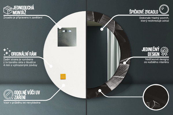 Espejo redondo impreso decorativo redondo Palmeras tropicales