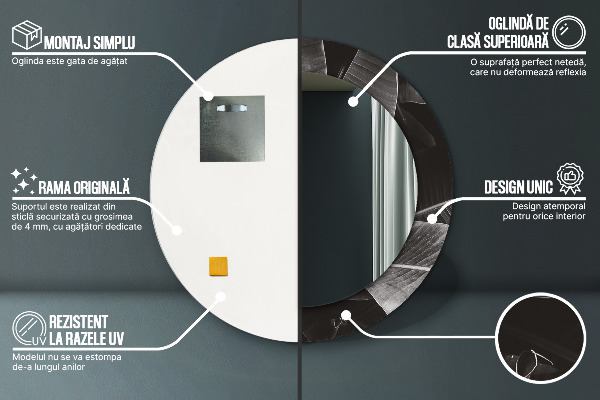 Espejo redondo impreso decorativo redondo Palmeras tropicales