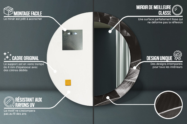 Espejo redondo impreso decorativo redondo Palmeras tropicales